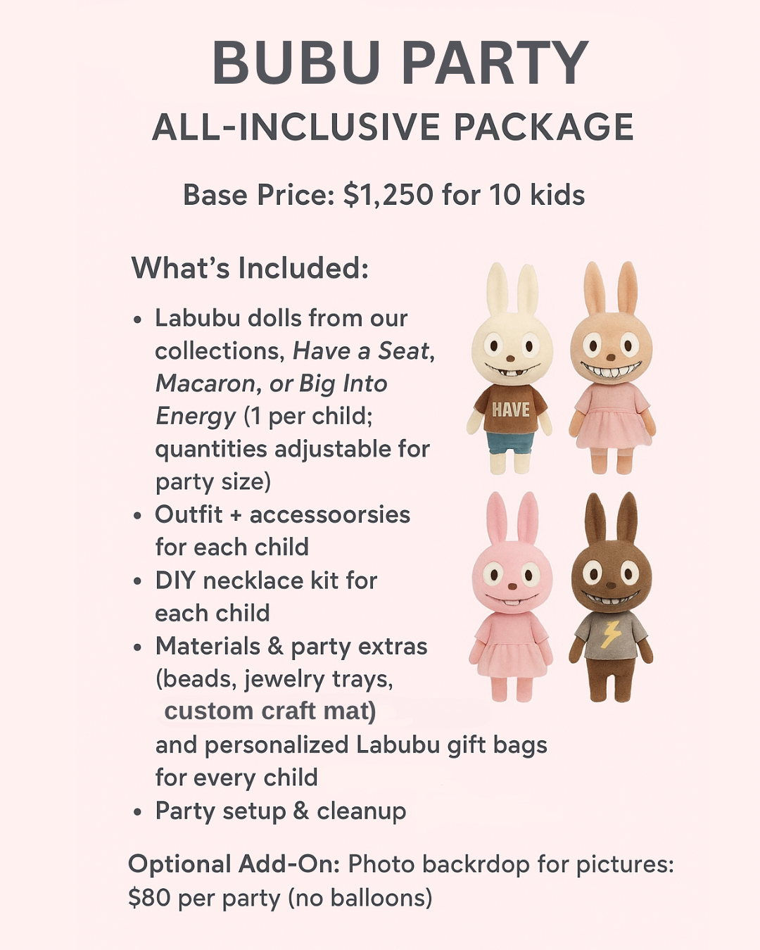 Bubu Party Service (Miami) (Reservation Deposit + read below)